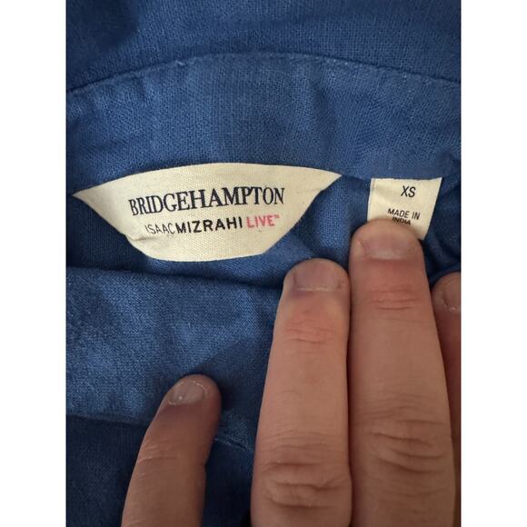 Isaac Mizrahi Live! Bridgehampton Linen Tunic w/ Lace Trim Blue XS NWOT - Picture 11 of 14